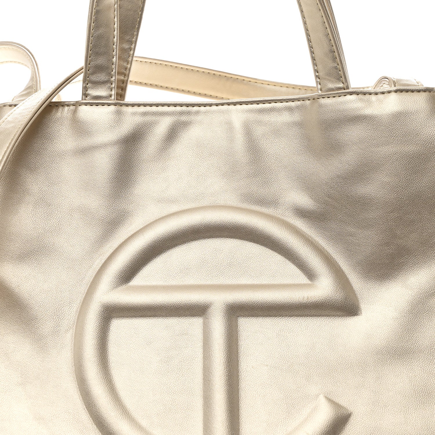 Metallic Vegan Leather Medium Shopping Bag Gold - Top Club