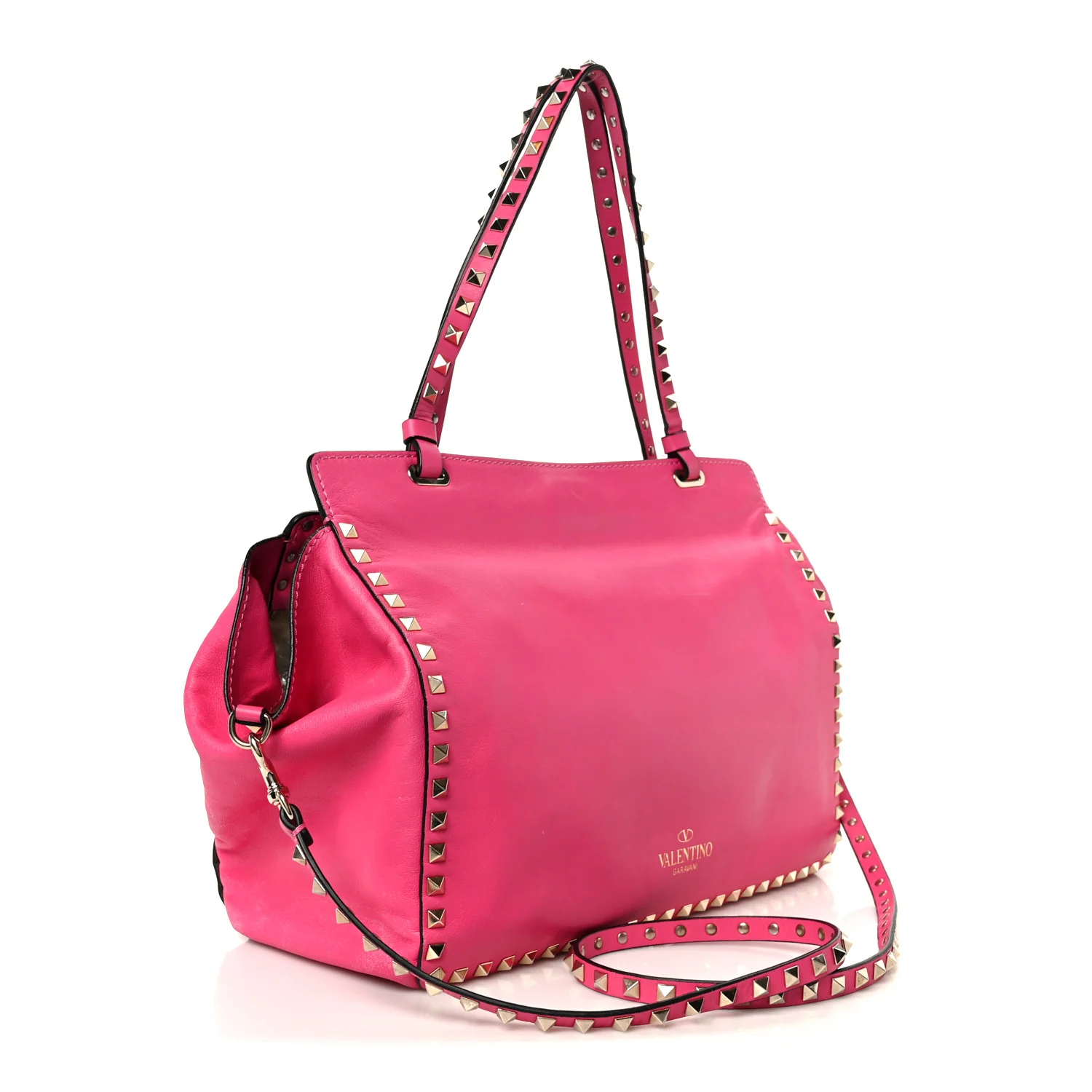 Vitello Medium Rockstud All Over Tote Pop Fuxia - Top Club