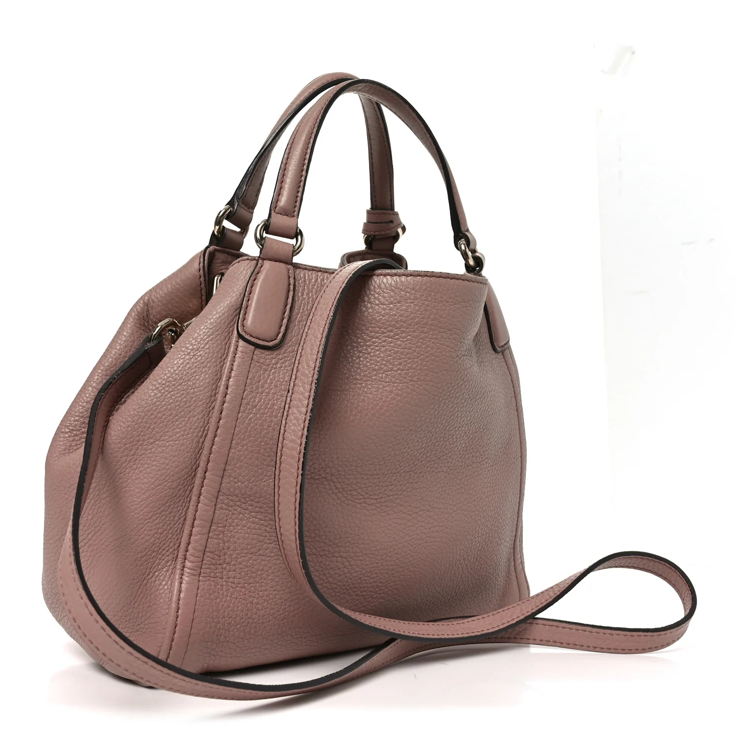 Pebbled Calfskin Small Soho Shoulder Bag Light Pink - Top Club