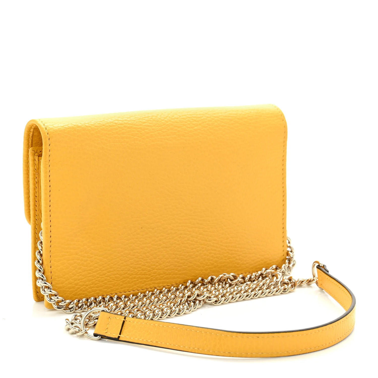 Dollar Calfskin Interlocking G Chain Wallet New Buttercup - Top Club