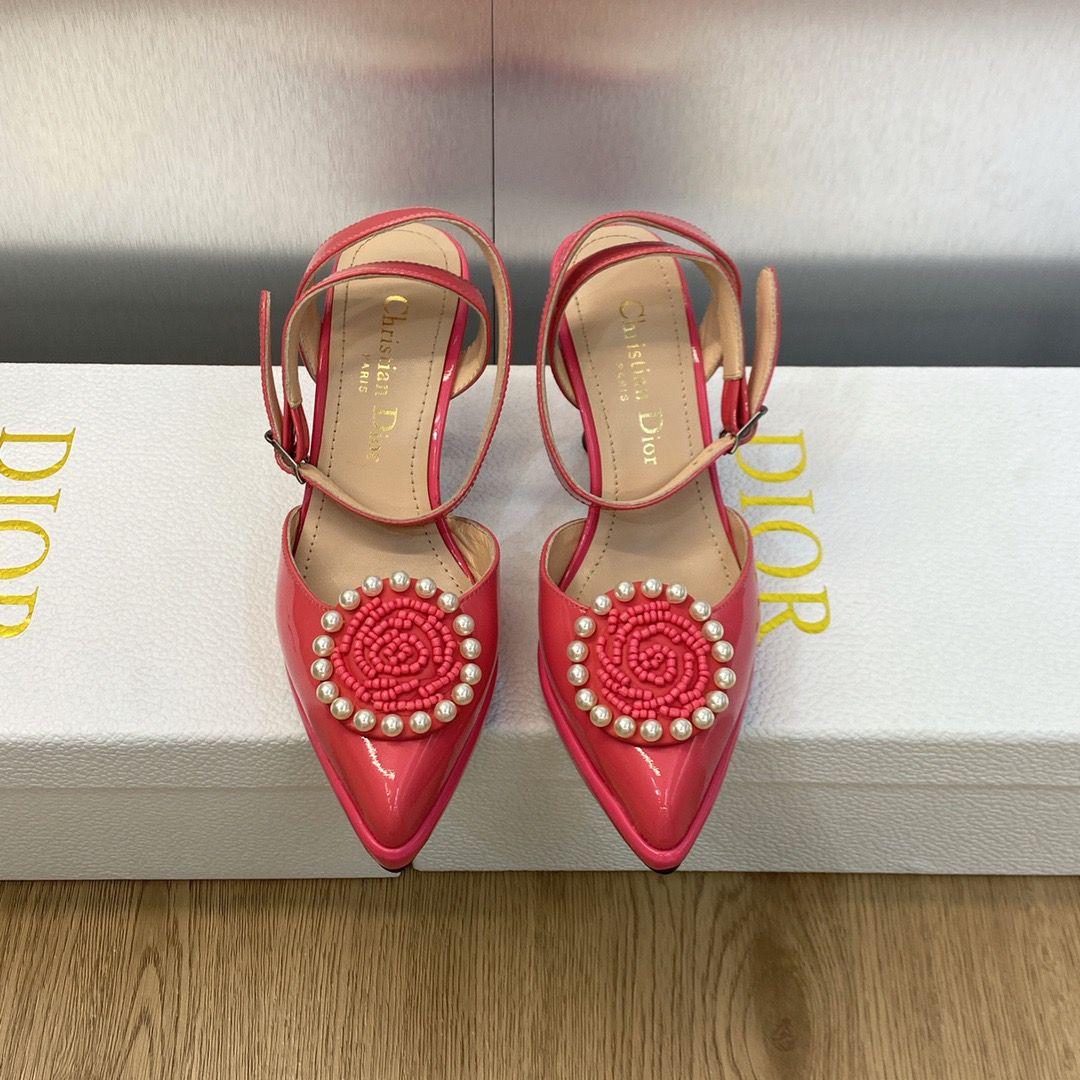 Dior Pearl Beading Flower Ankle Strap Slingbacks (Replica) - Sneaker Replica Workshop