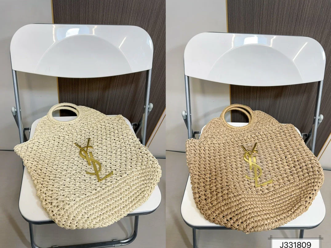 YSL SAINT LAURENT Summer Raffia Tote Bag 41x37cm - Top Club