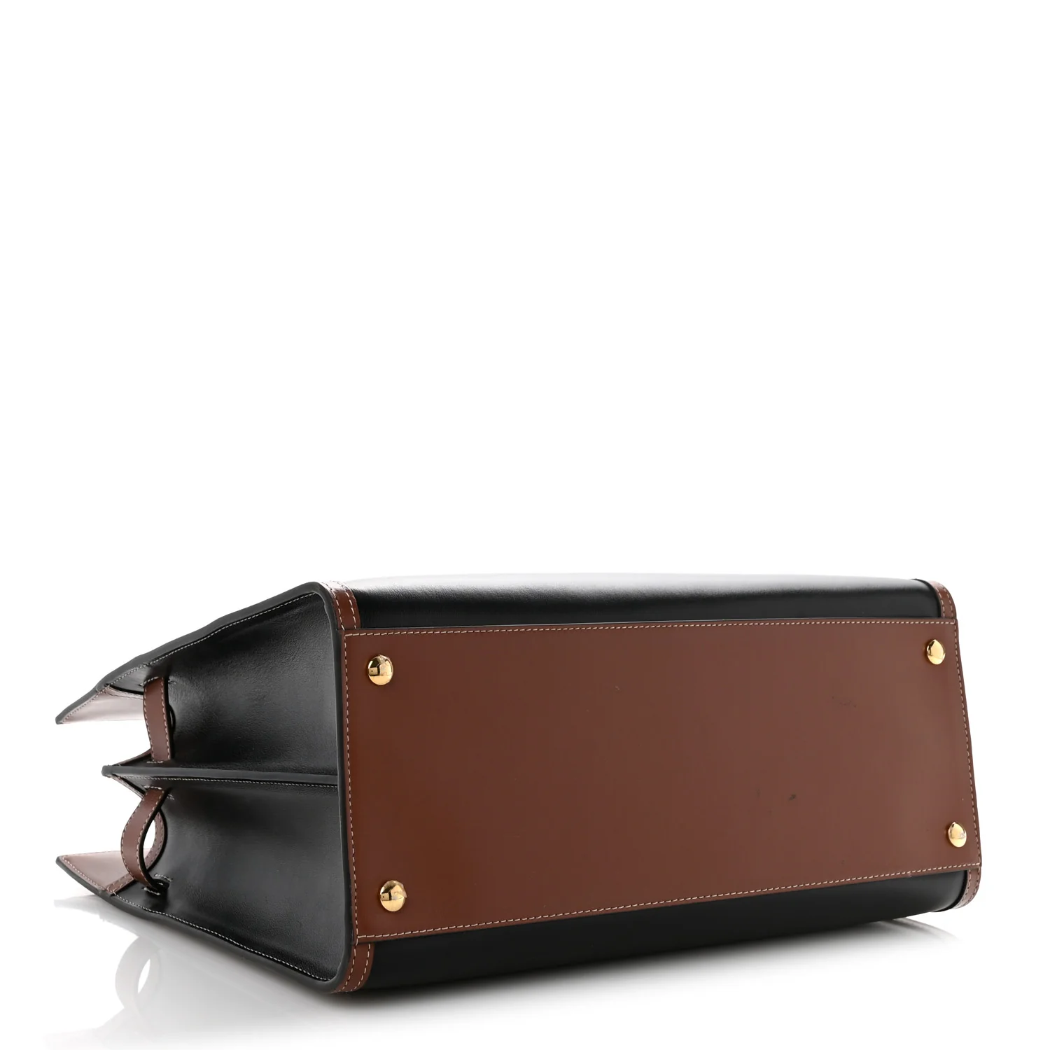 Calfskin Vintage Check Medium Two Handle Title Bag Black - Top Club
