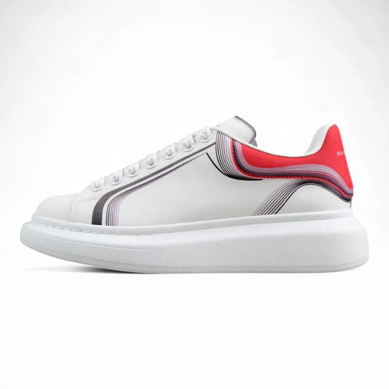 Alexander McQueen Oversized Sneaker in White/Garnet - Sneaker Replica Workshop