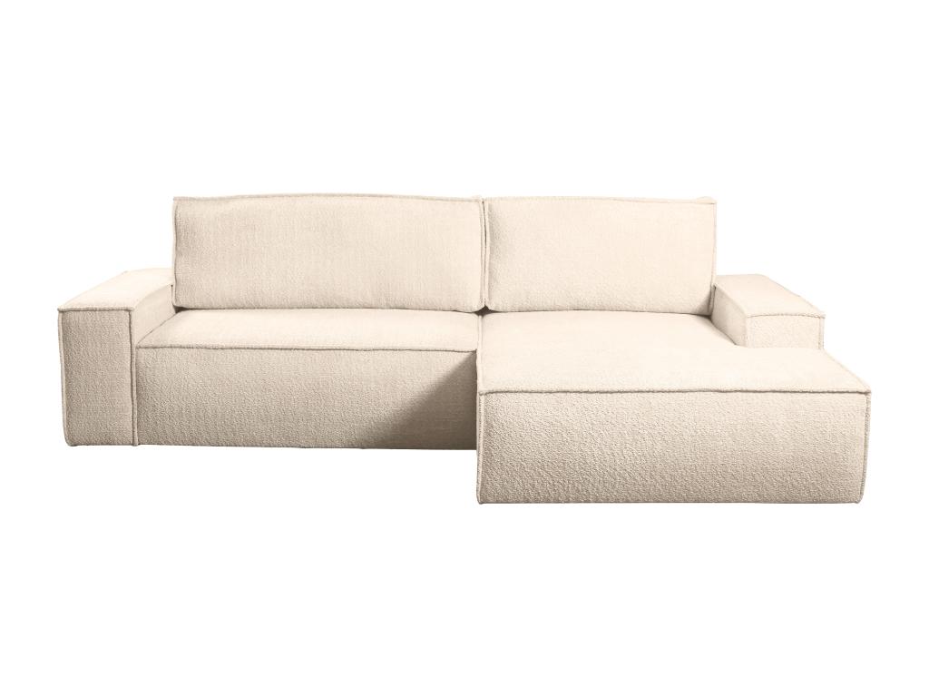 Sofá cama rinconera de tela bouclette beige - ángulo derecho