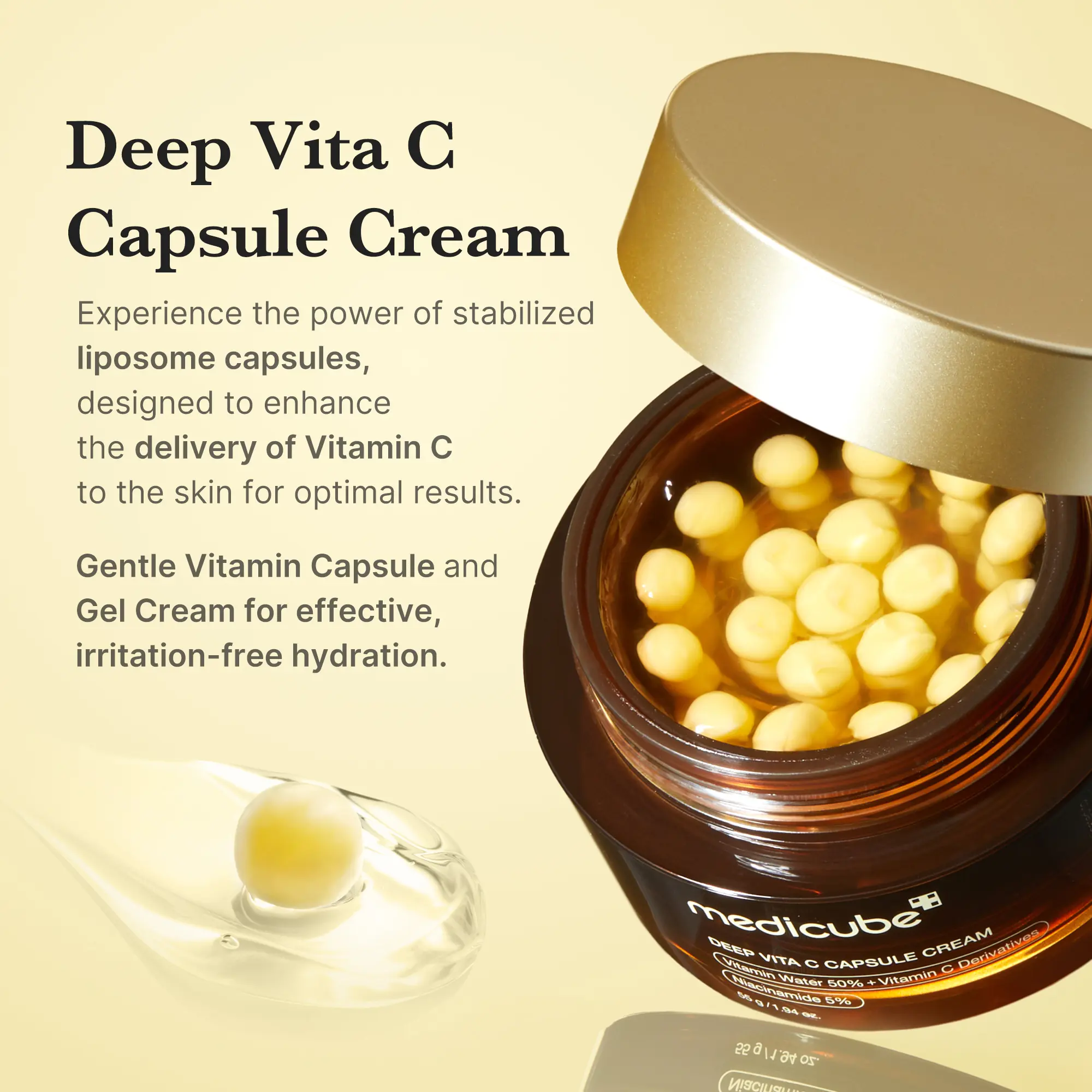 [medicube] Deep Vita C Capsule Cream| Golden Boba Cream| Vitamin Capsule| Uneven Skin Tone| Glowy Skin| Customizable Skincare