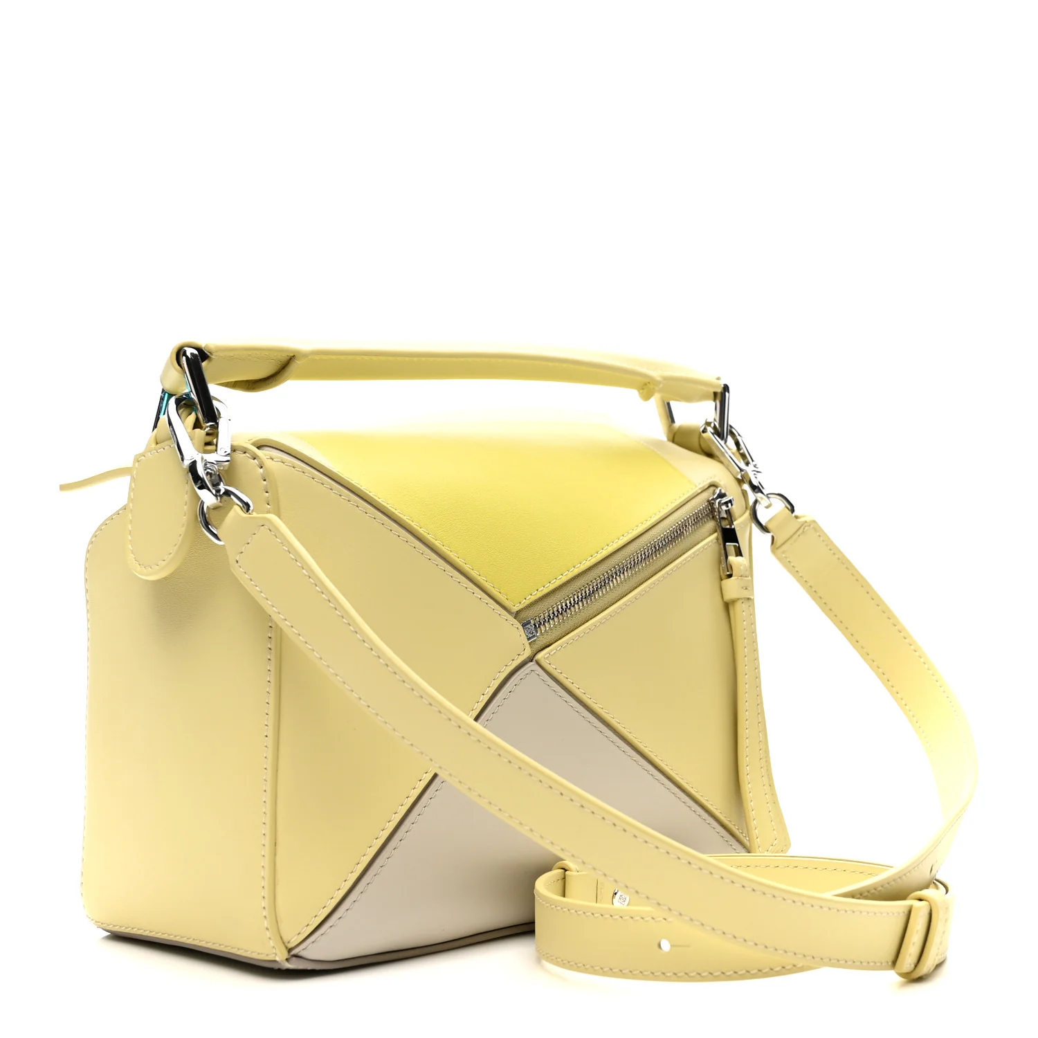 X ALBERS Nappa Calfskin Small Puzzle Bag Pale Grey Light Citrine - Top Club