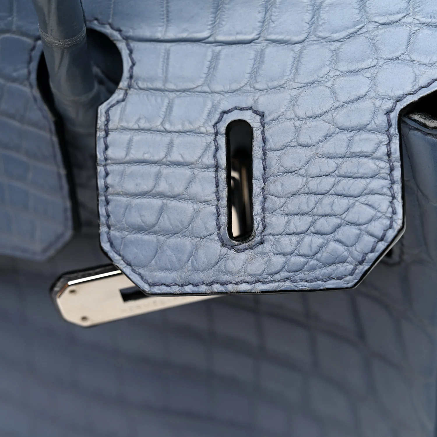 Matte Porosus Crocodile Birkin 30 Bleu Brighton - Top Club