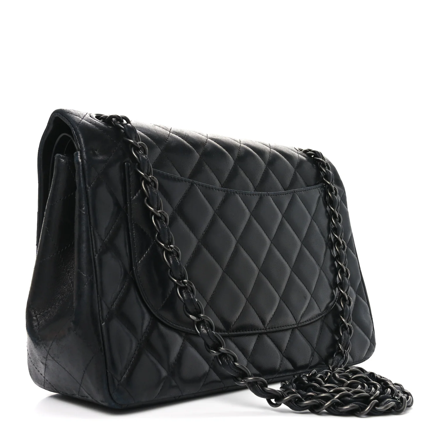 Lambskin Quilted Jumbo Double Flap So Black - Top Club