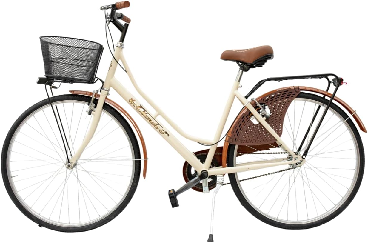 MADICKS Bicicletta Donna da Passeggio Olanda Misura 26 Bici da città Vintage retrò con Cestino Beige