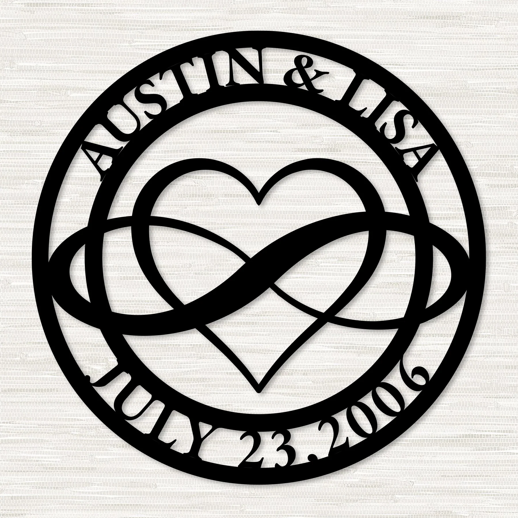 Custom Couple Infinity Heart Metal Art - Alvarez Pro Painting LLC