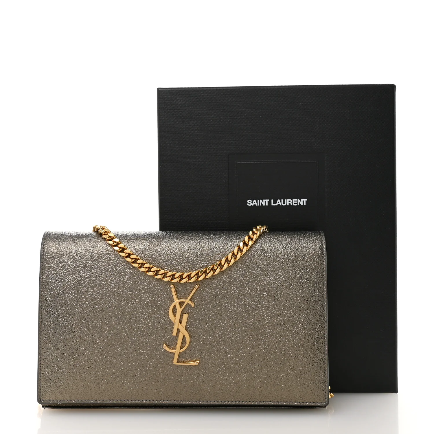 Grained Metallic Calfskin Monogram Chain Wallet Bronze - Top Club