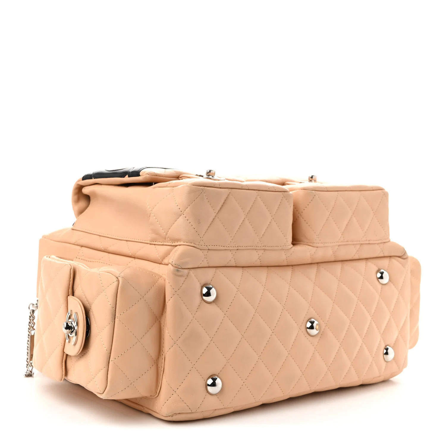 Calfskin Quilted Large Cambon Multipocket Reporter Beige Black - Top Club