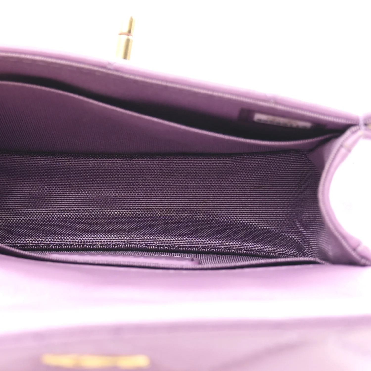 Shiny Lambskin Quilted Extra Mini Flap Purple - Top Club