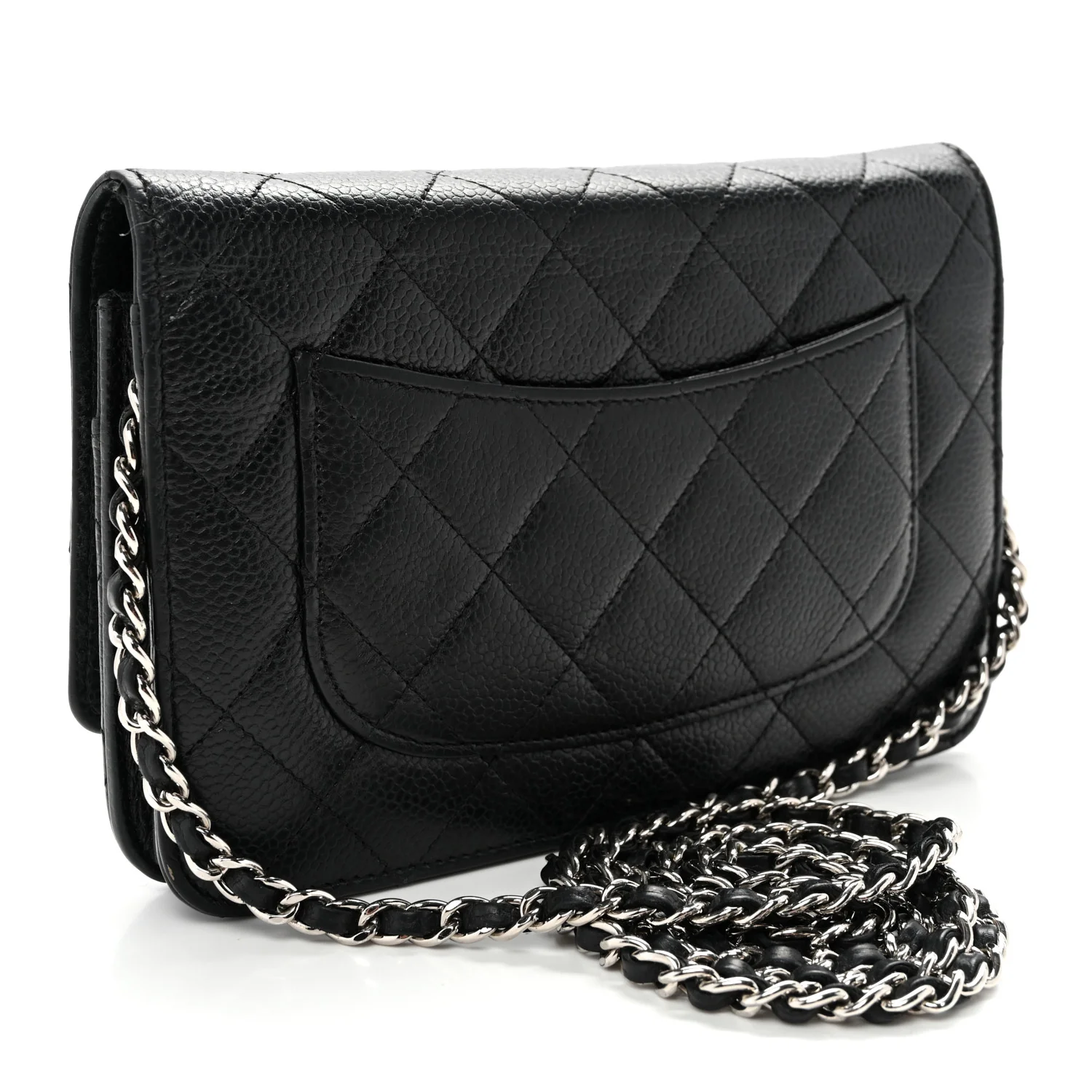 Caviar Quilted Wallet On Chain WOC Black - Top Club