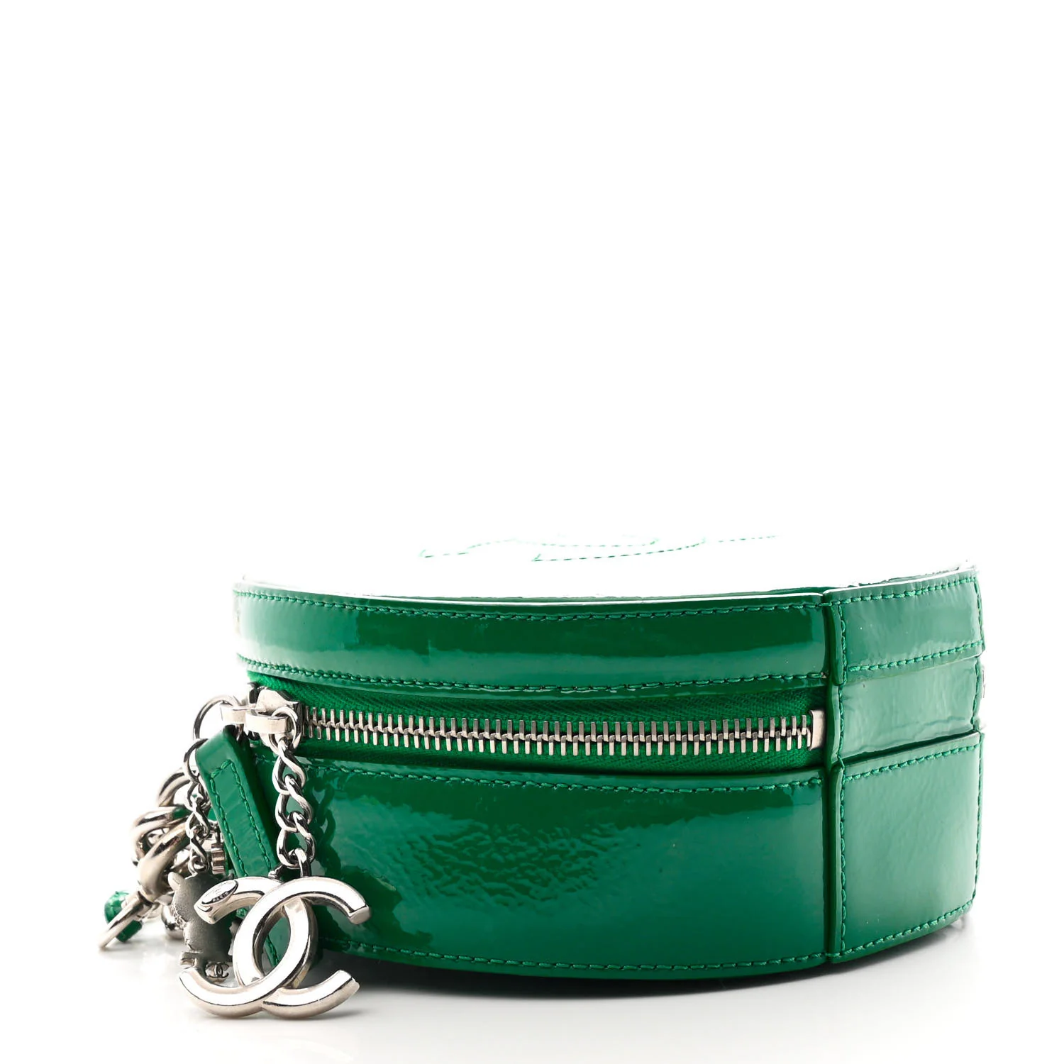 Glazed Calfskin Round As Earth Evening Bag Green - Top Club