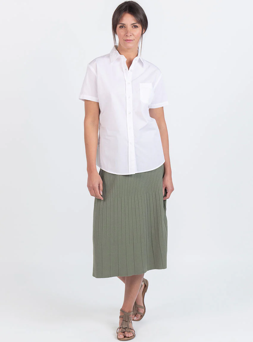 Chemisier femme manches courtes coton blanc