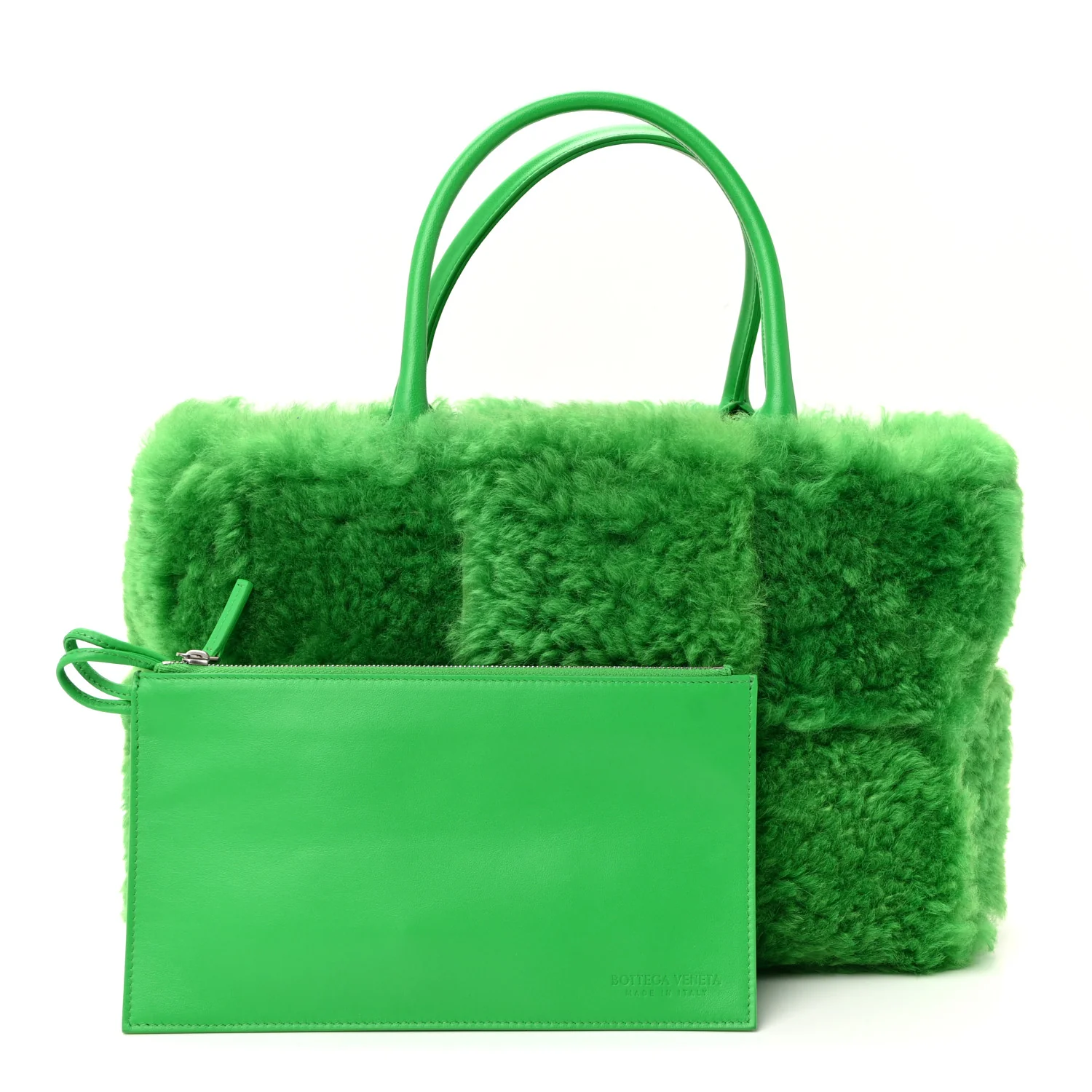 Shearling Small Intrecciato Arco Tote Parakeet - Top Club