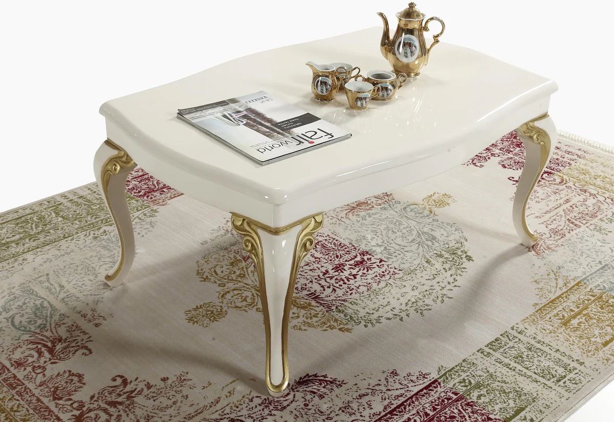 Baroque living room set champagne colors / cream / gold - 2 sofas & 2 armchairs & 1 coffee table - living room furniture - noble & magnificent
