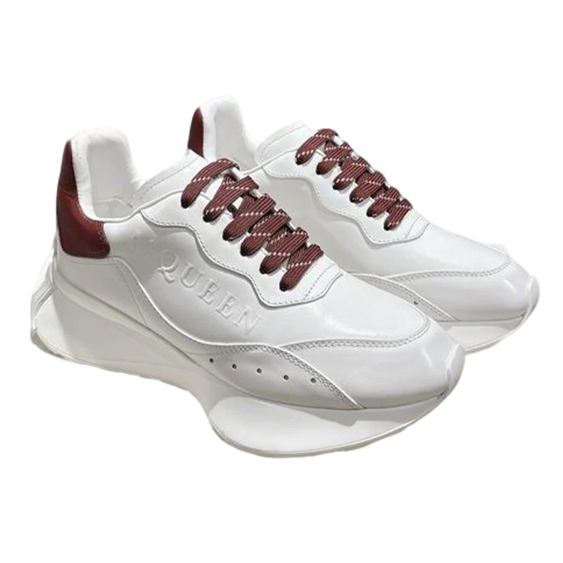Stylish Alexander McQueen Oversized Sneakers White With Burgundy Accents For Fashion Lovers - Sneaker Replica Workshop