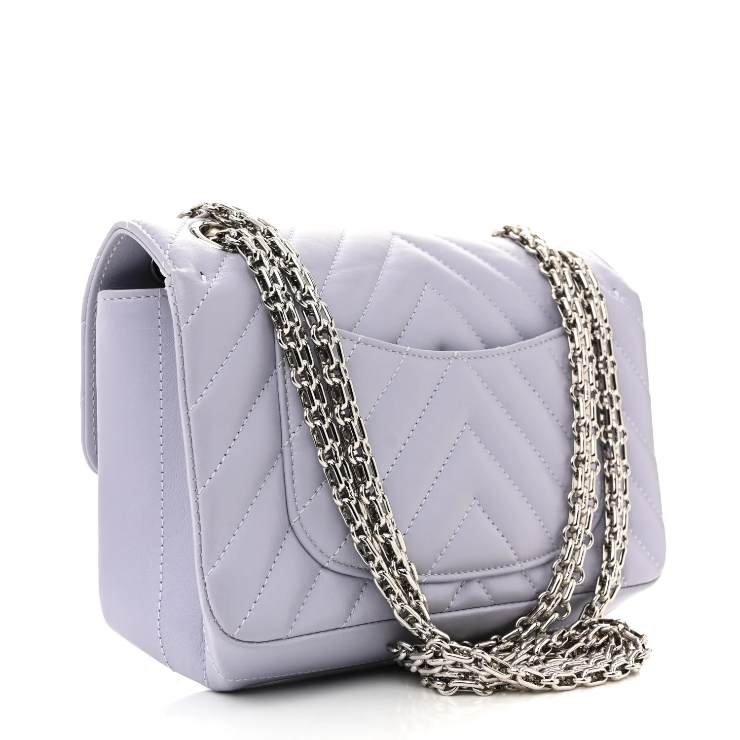 Aged Calfskin Chevron Quilted 2.55 Reissue Mini Flap Light Purple - Top Club