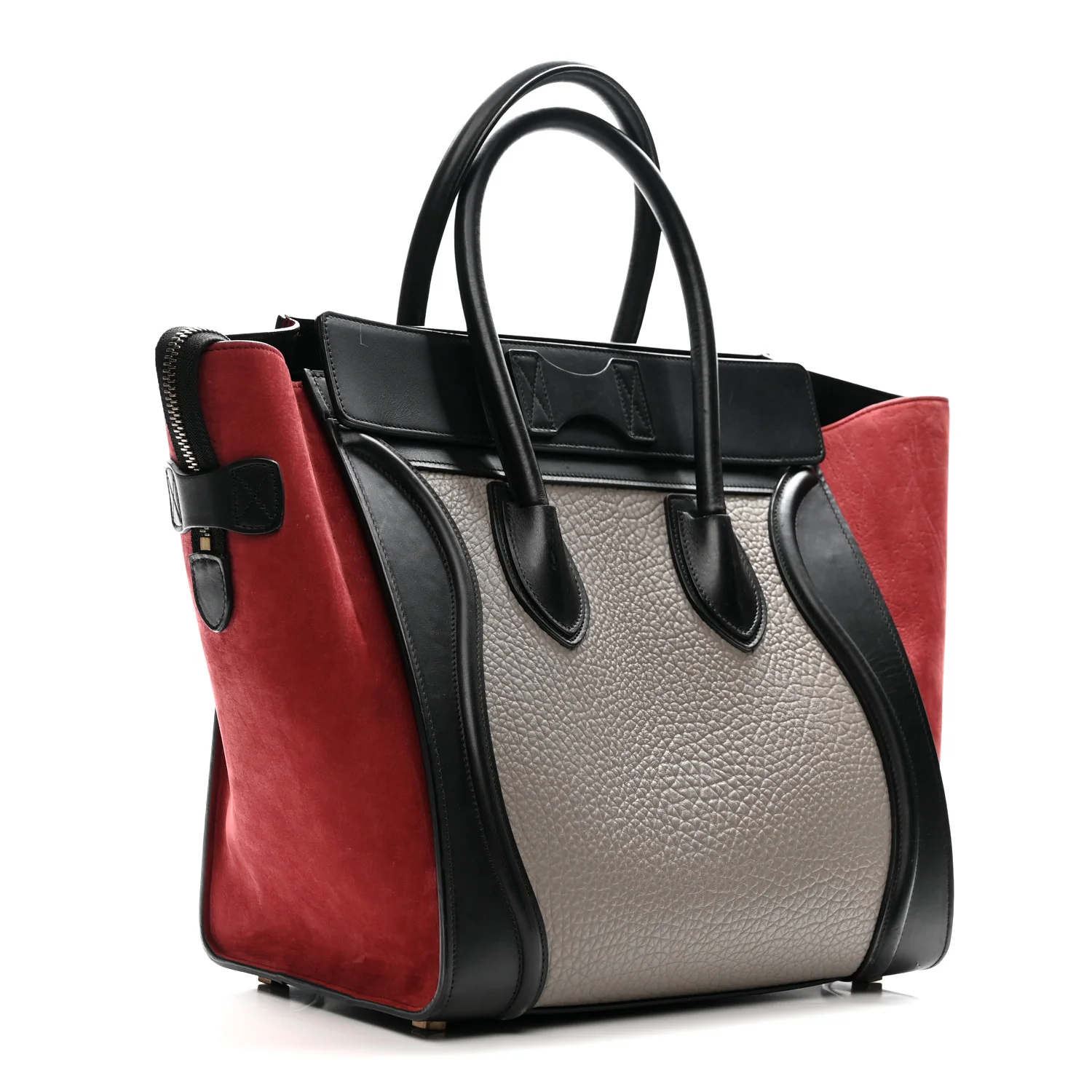 Bullhide Calfskin Suede Mini Tri-Color Luggage Dark Ruby - Top Club