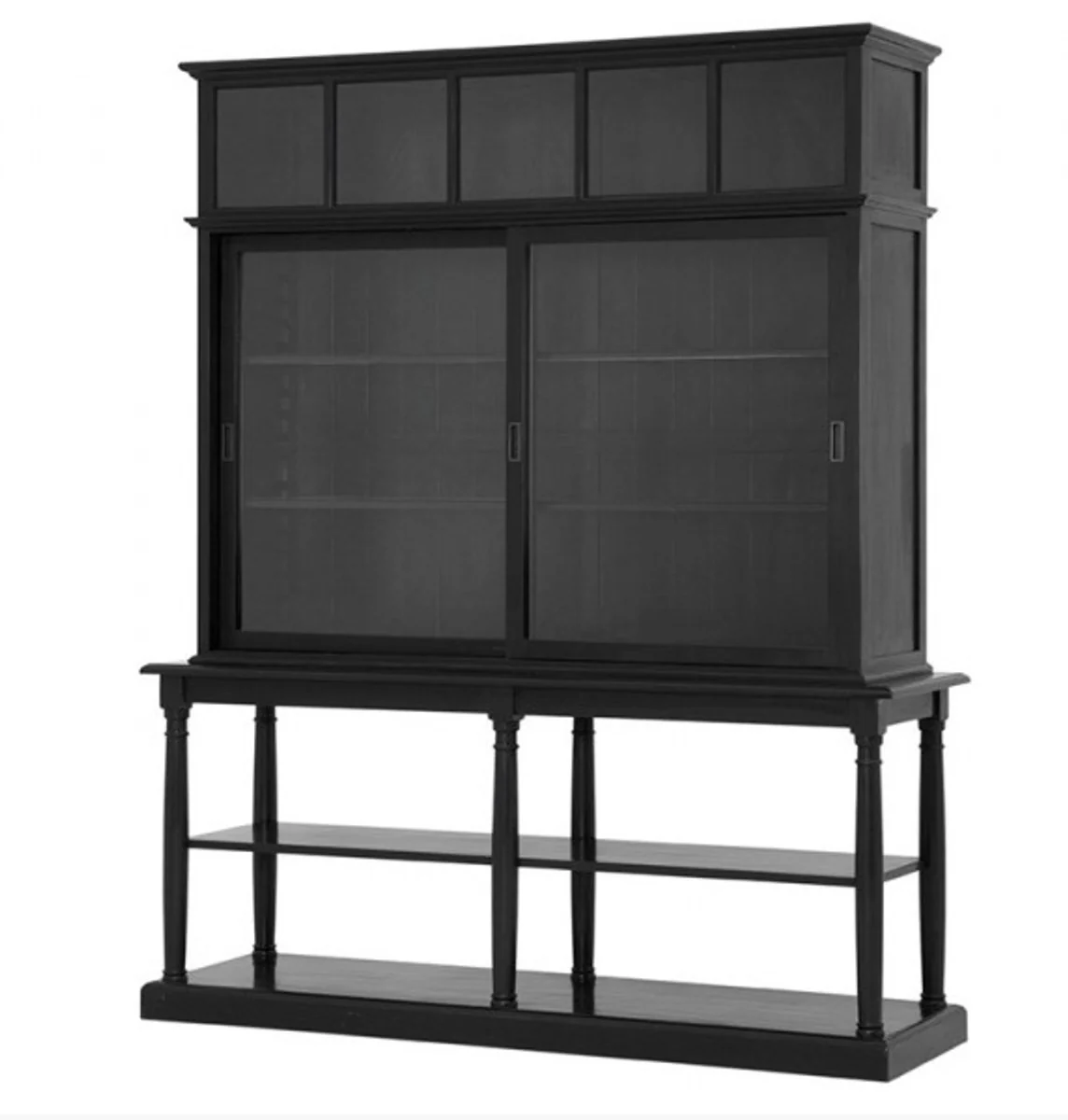 Luxury glass display cabinet black solid wood Bristol living room cabinet baroque art nouveau rococo display cabinet shop furnishings