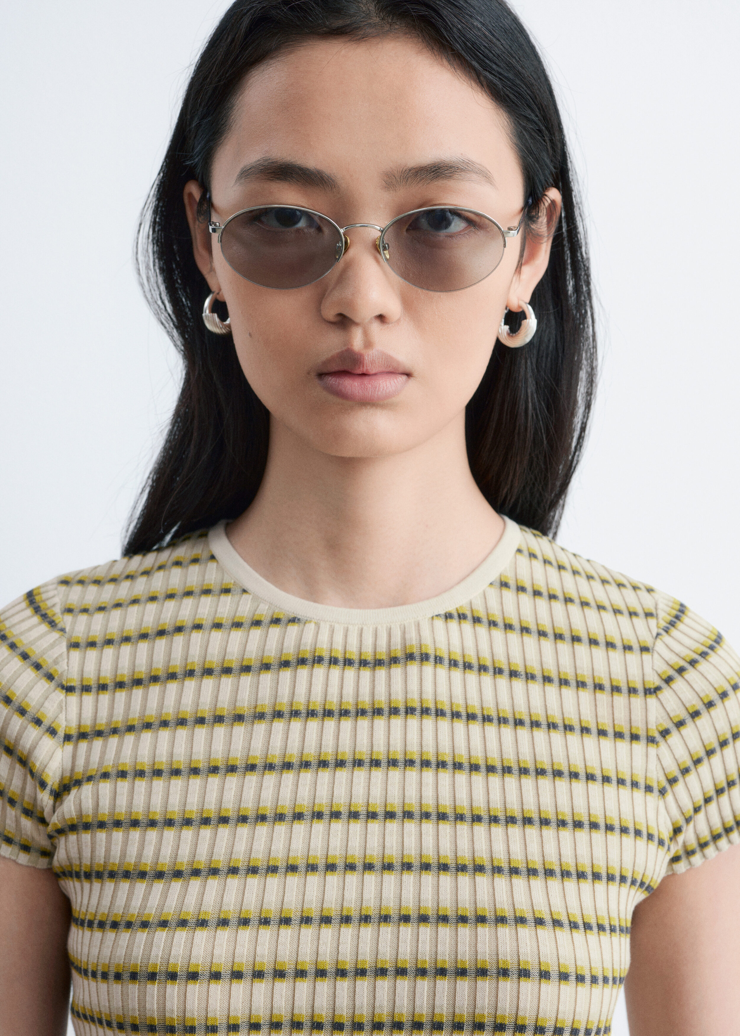& Other Stories STRIPED RIB-KNIT T-SHIRT