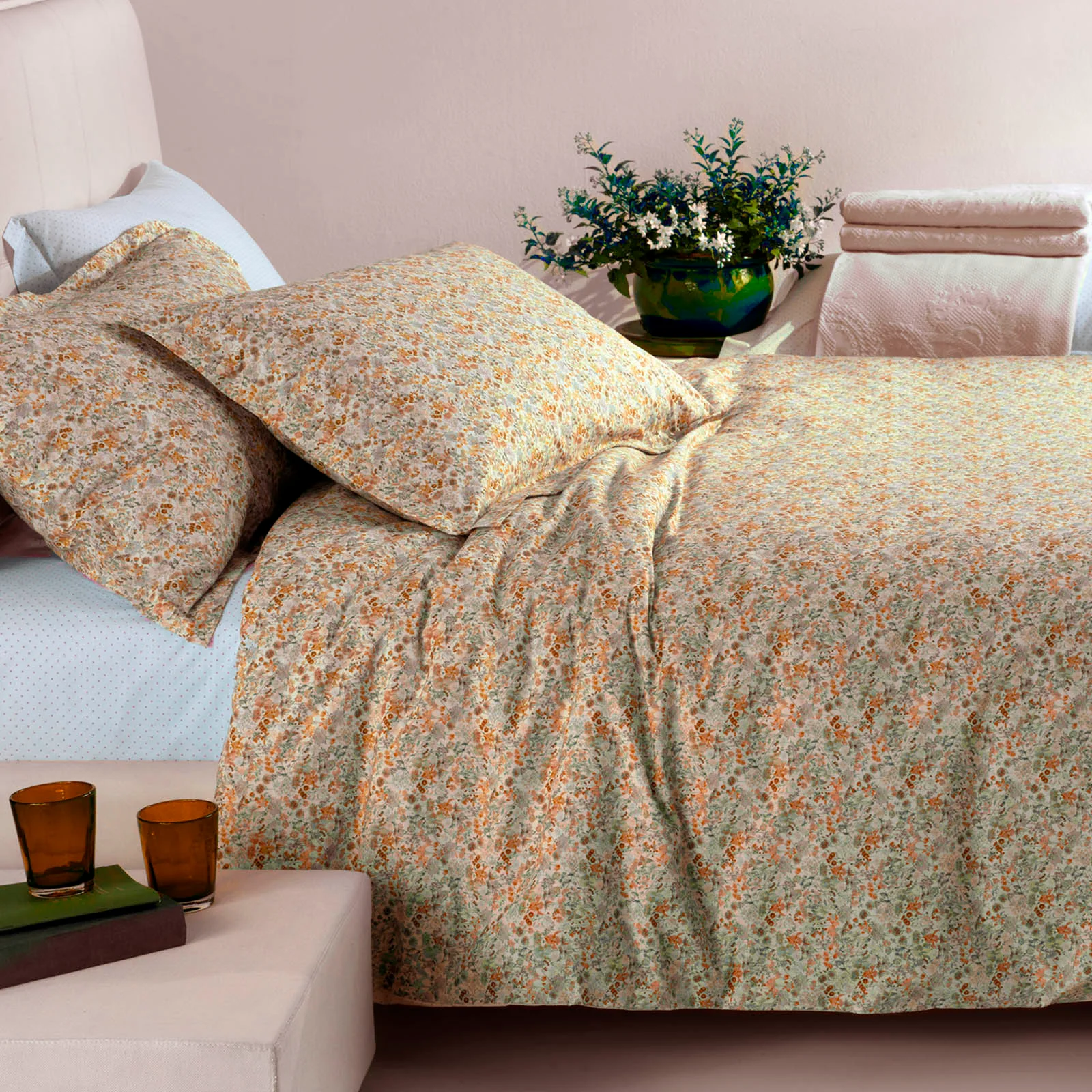 Copripiumino Con Federe In Percalle Jolies Fleurs Singolo