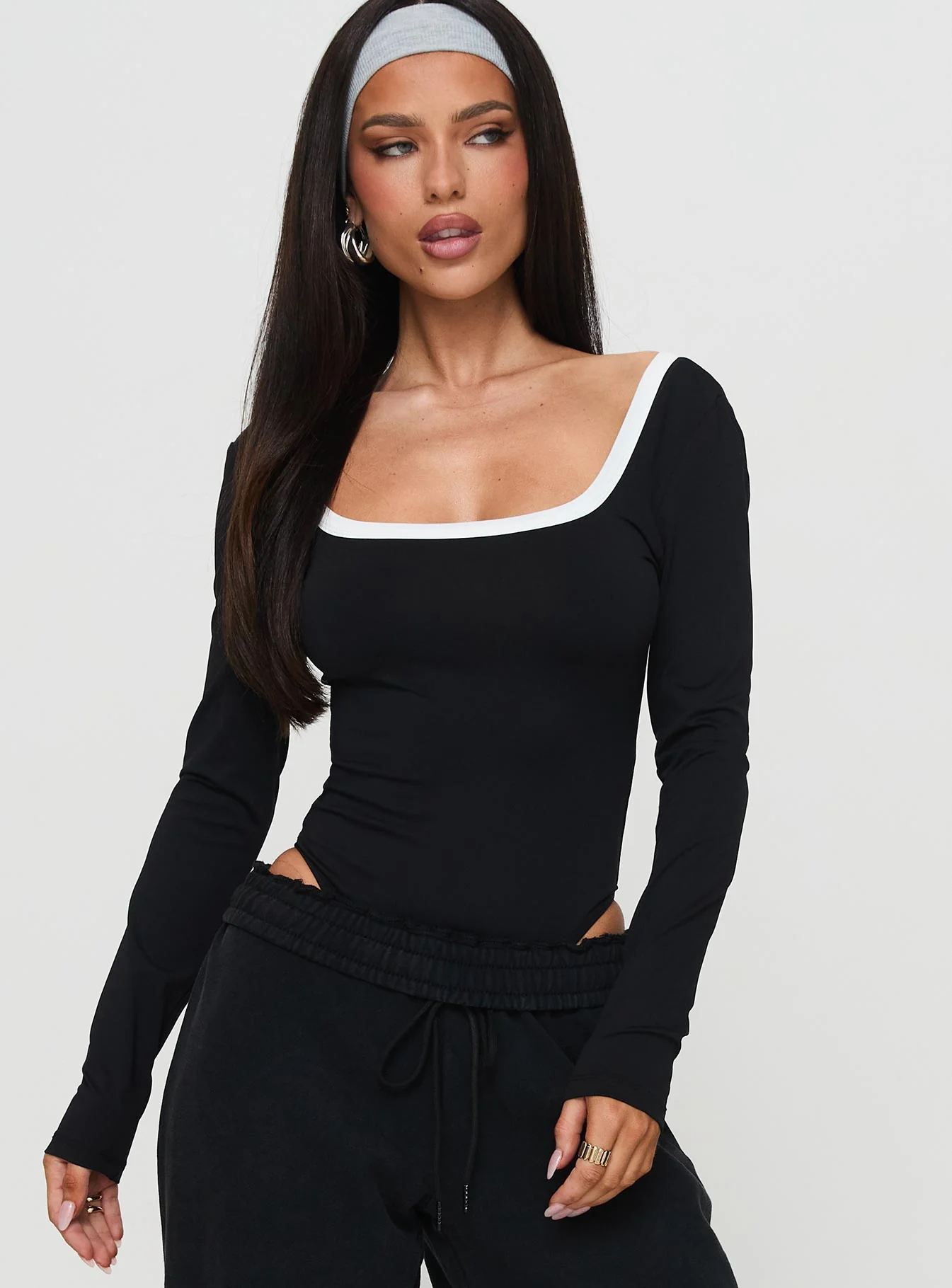 Ender Contrast Trim Bodysuit Black