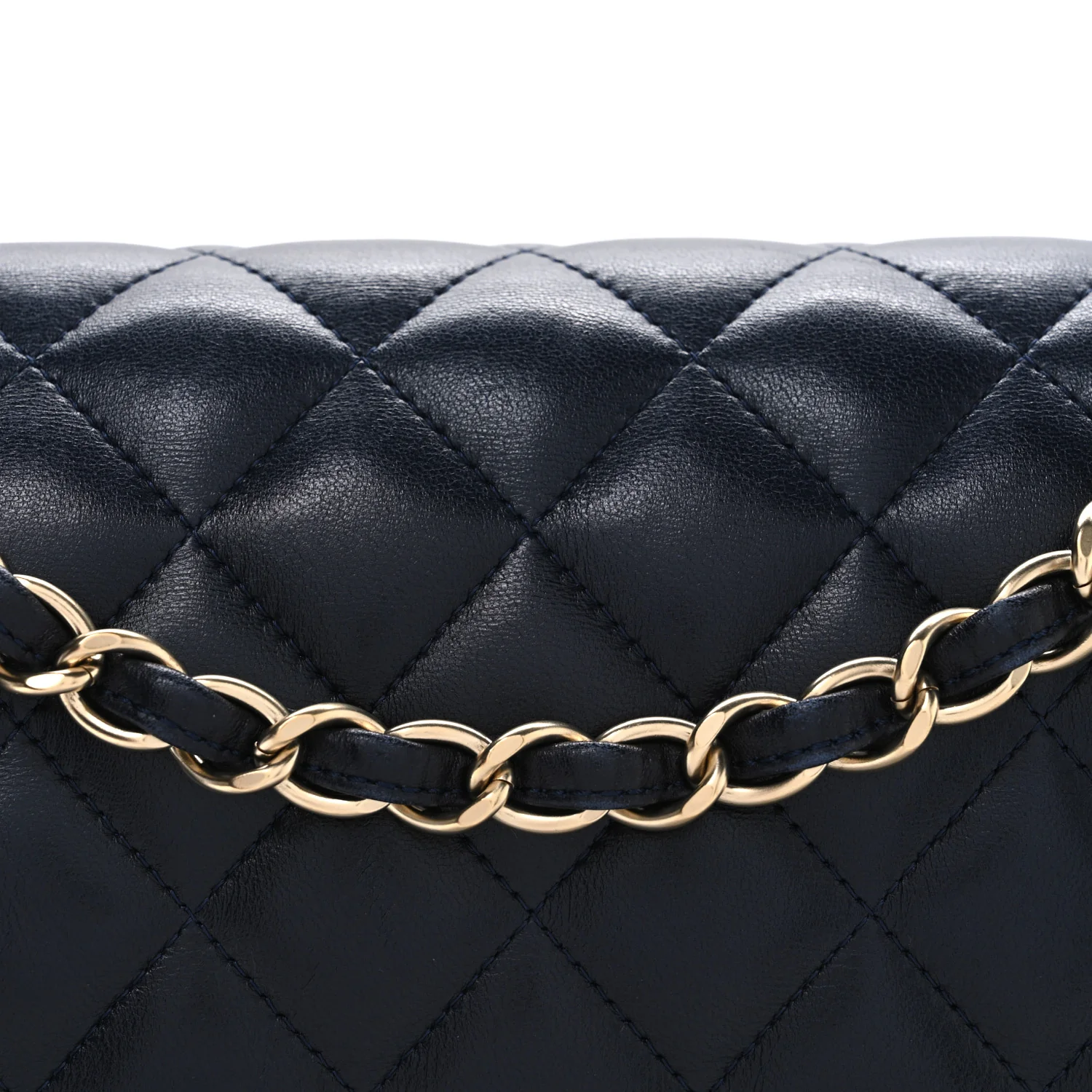 Lambskin Quilted Jumbo Double Flap Navy - Top Club