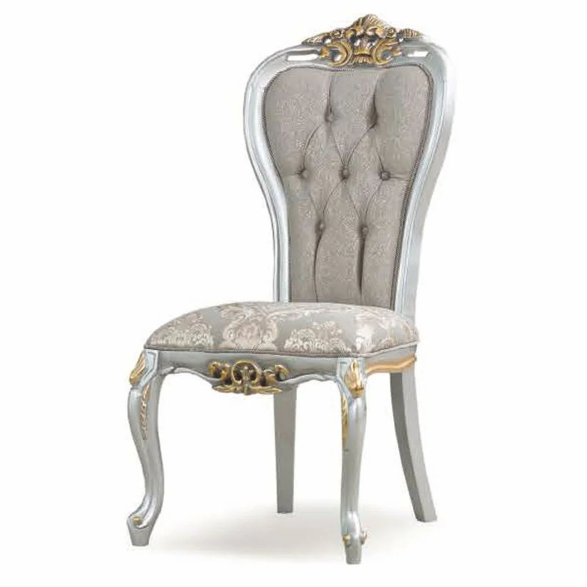 Luxury Baroque Dining Room Set Gray / Silver / Gold - 1 Dining Table & 8 Chairs