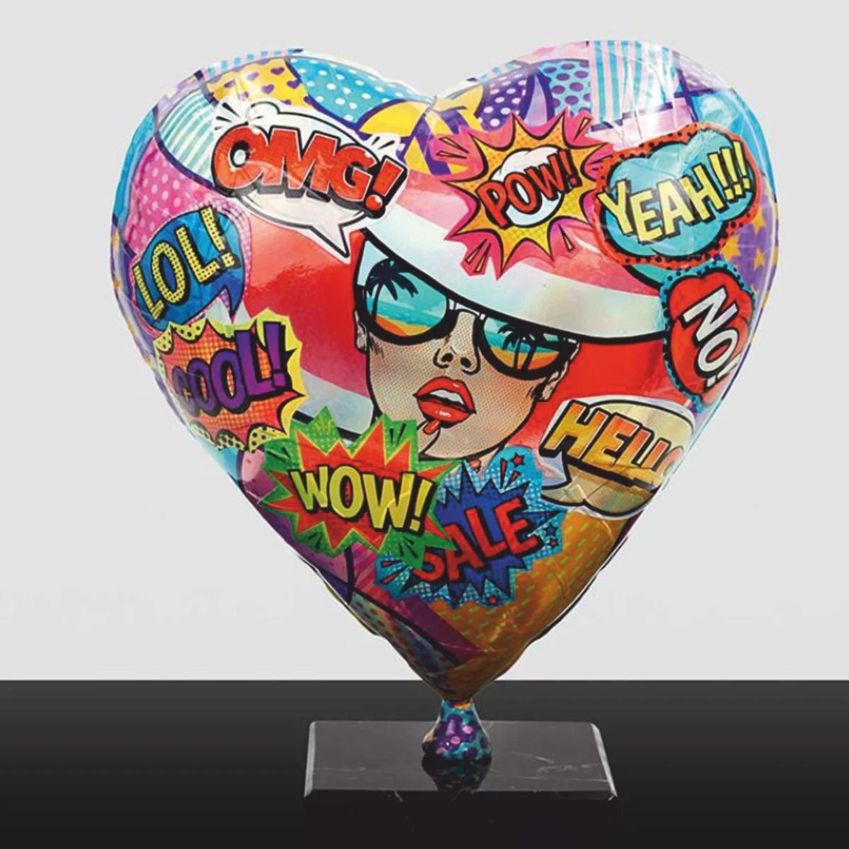 Decorative balloon in heart shape colorful H. 30 cm - living room decoration