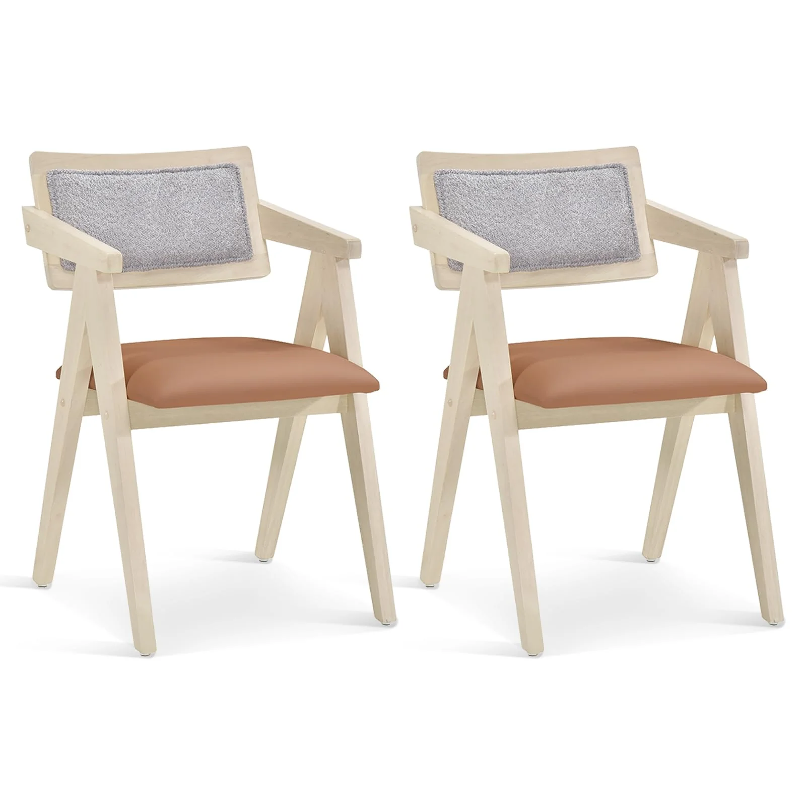 BEFOUNDLOVELY Mid Century Wooden Dining Chairs with Leathaire Seat Cushions Set of 2/4