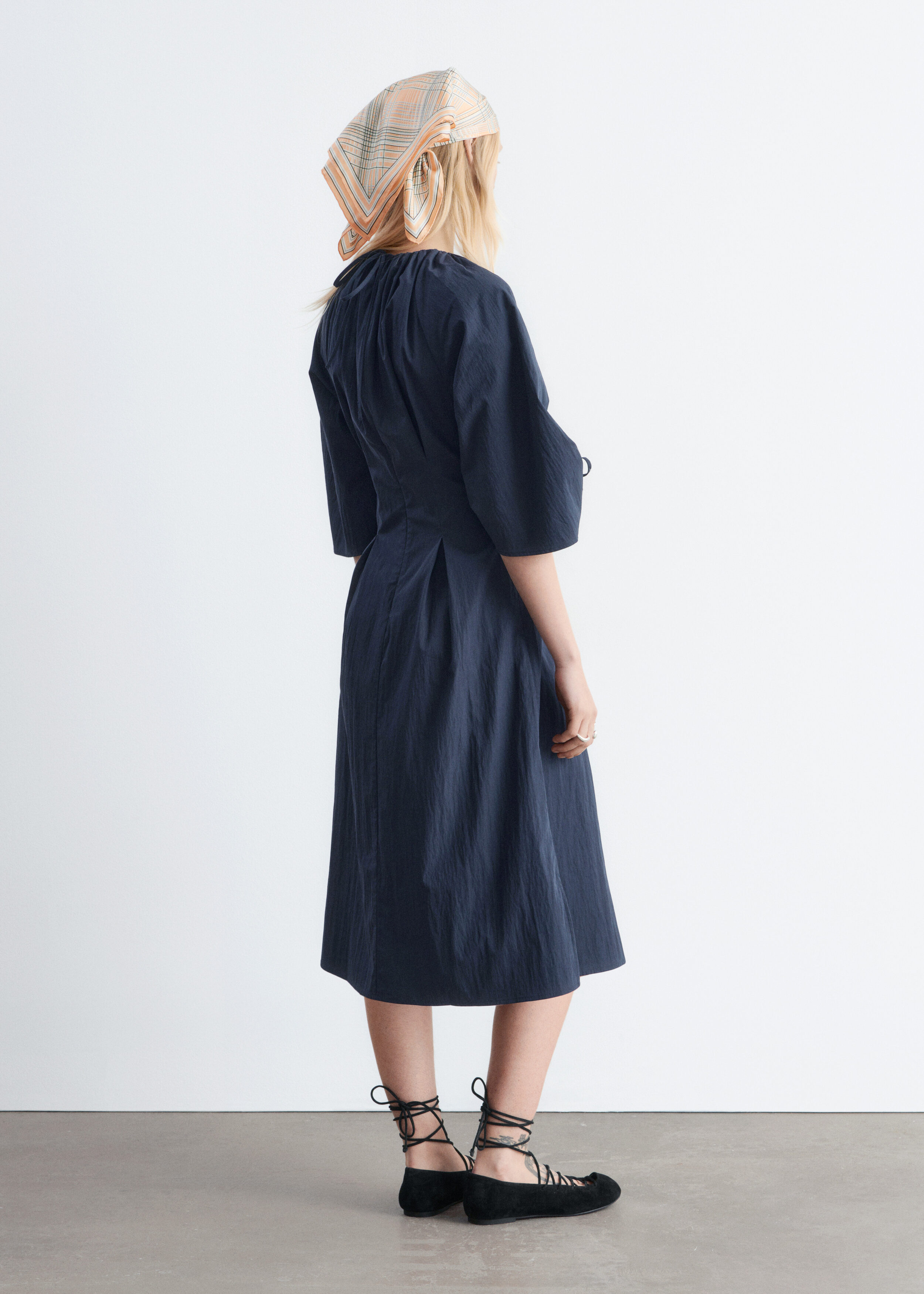 & Other Stories SCULPTURAL DRAWSTRING MIDI DRESS