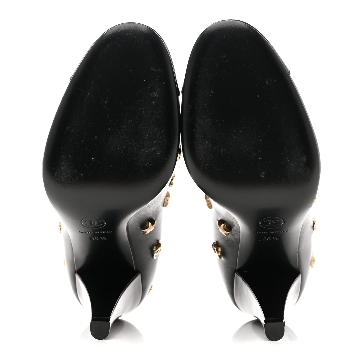 Lambskin Patent Cap Toe Charms Mary Jane Pumps 36.5 Black - Top Club