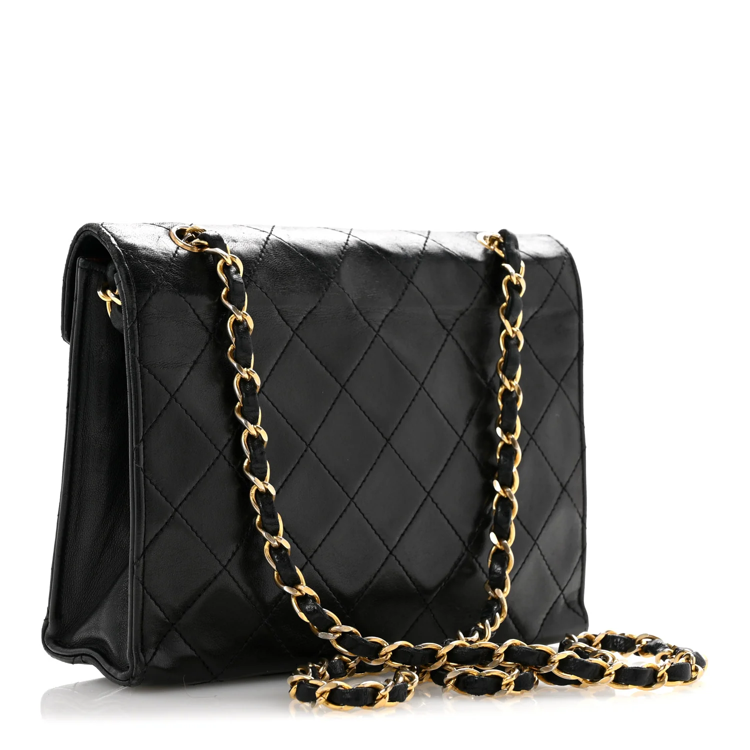 Lambskin Quilted Envelope Flap Black - Top Club