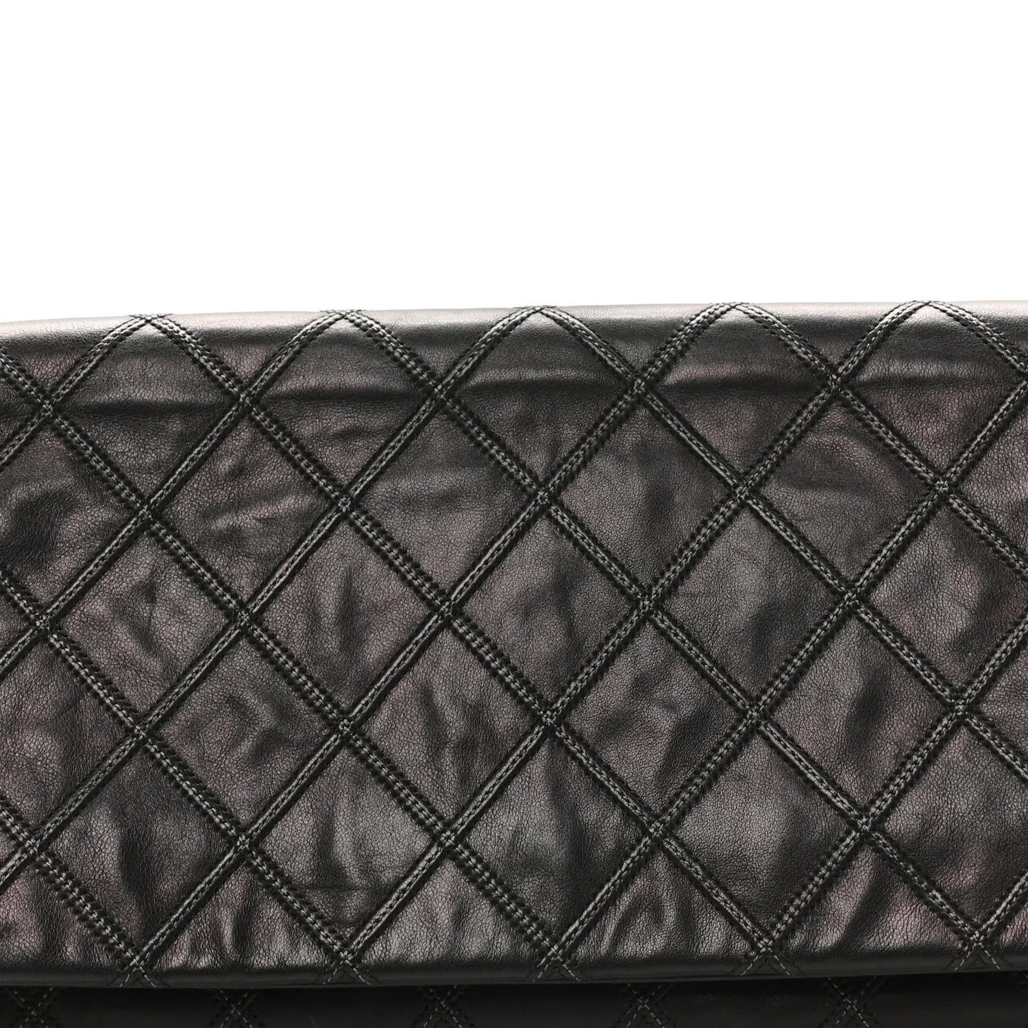 Calfskin Stitched Thin City Clutch Black - Top Club