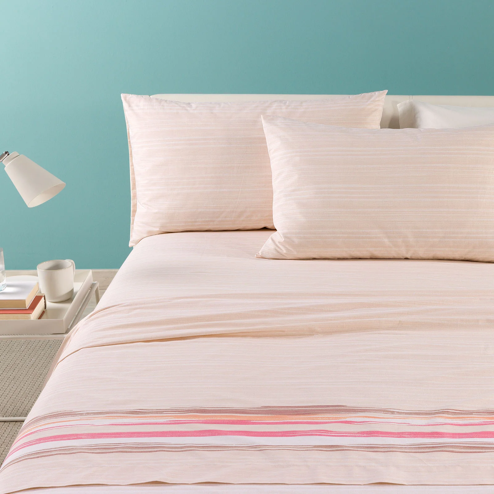 Complete cotton sheet Atlanta single coral caleffi