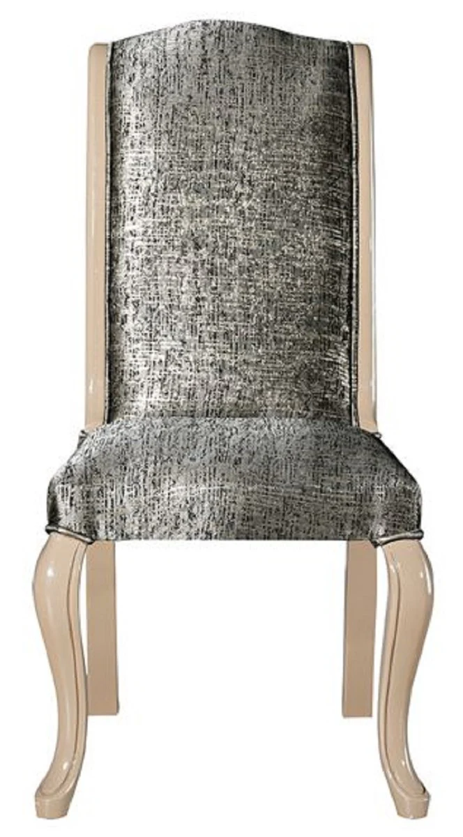 Luxury Art Deco Dining Room Chair Set Silver / Black / Beige - Handmade Kitchen Chairs Set of 6 - Art Deco Dining Room Furniture