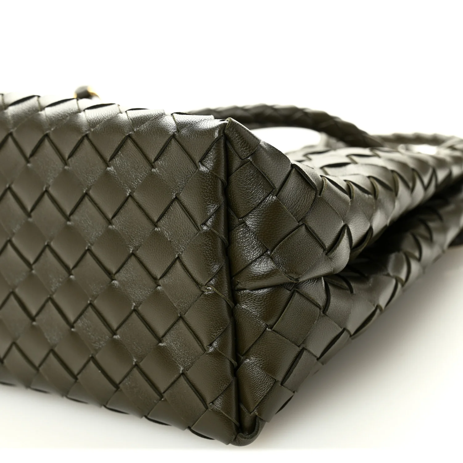 Nappa Intrecciato Medium Andiamo Shoulder Bag Kaki - Top Club
