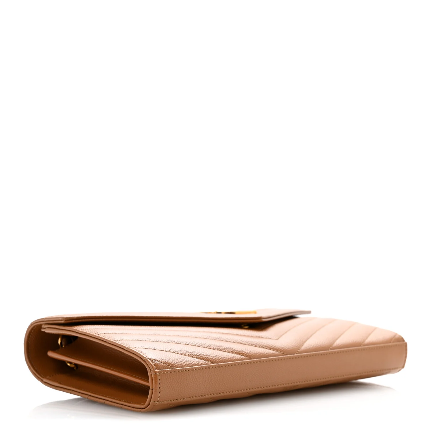 Grain De Poudre Matelasse Chevron Monogram Chain Wallet Natural Dark - Top Club