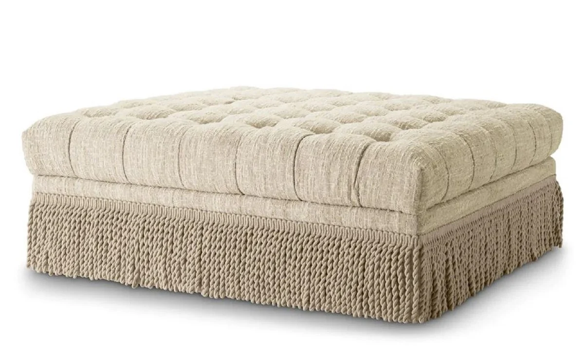 Luxury Chesterfield stool cream 125 x 125 x H. 47 cm - Square footstool