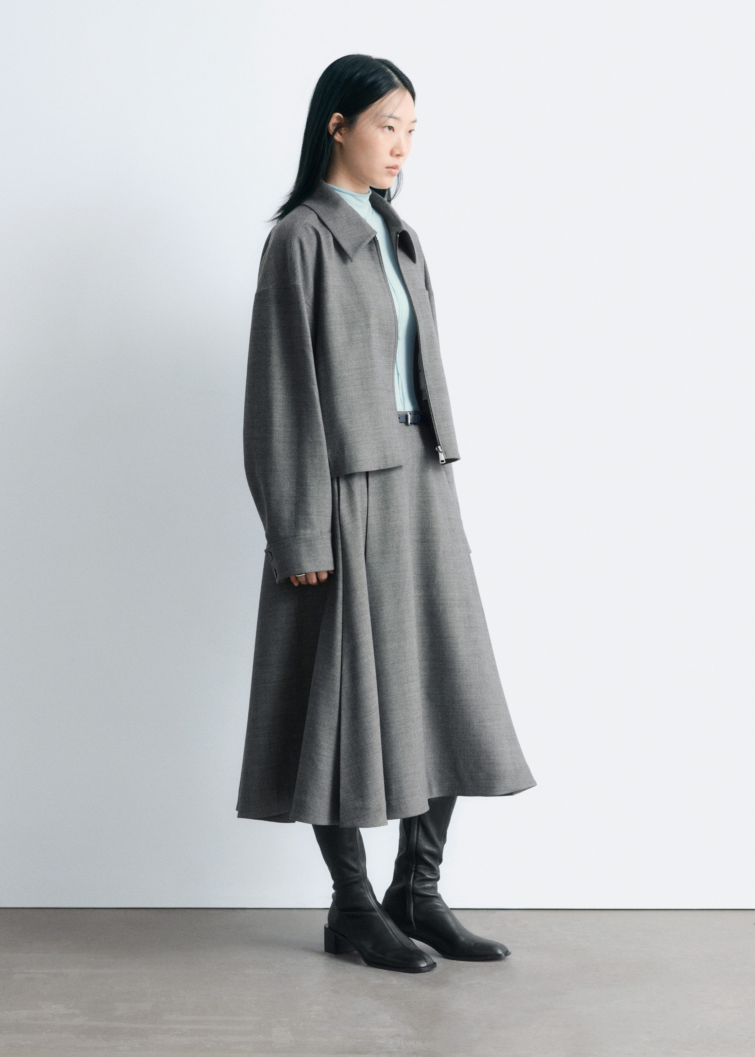 & Other Stories PLEATED WOOL MIDI SKIRT