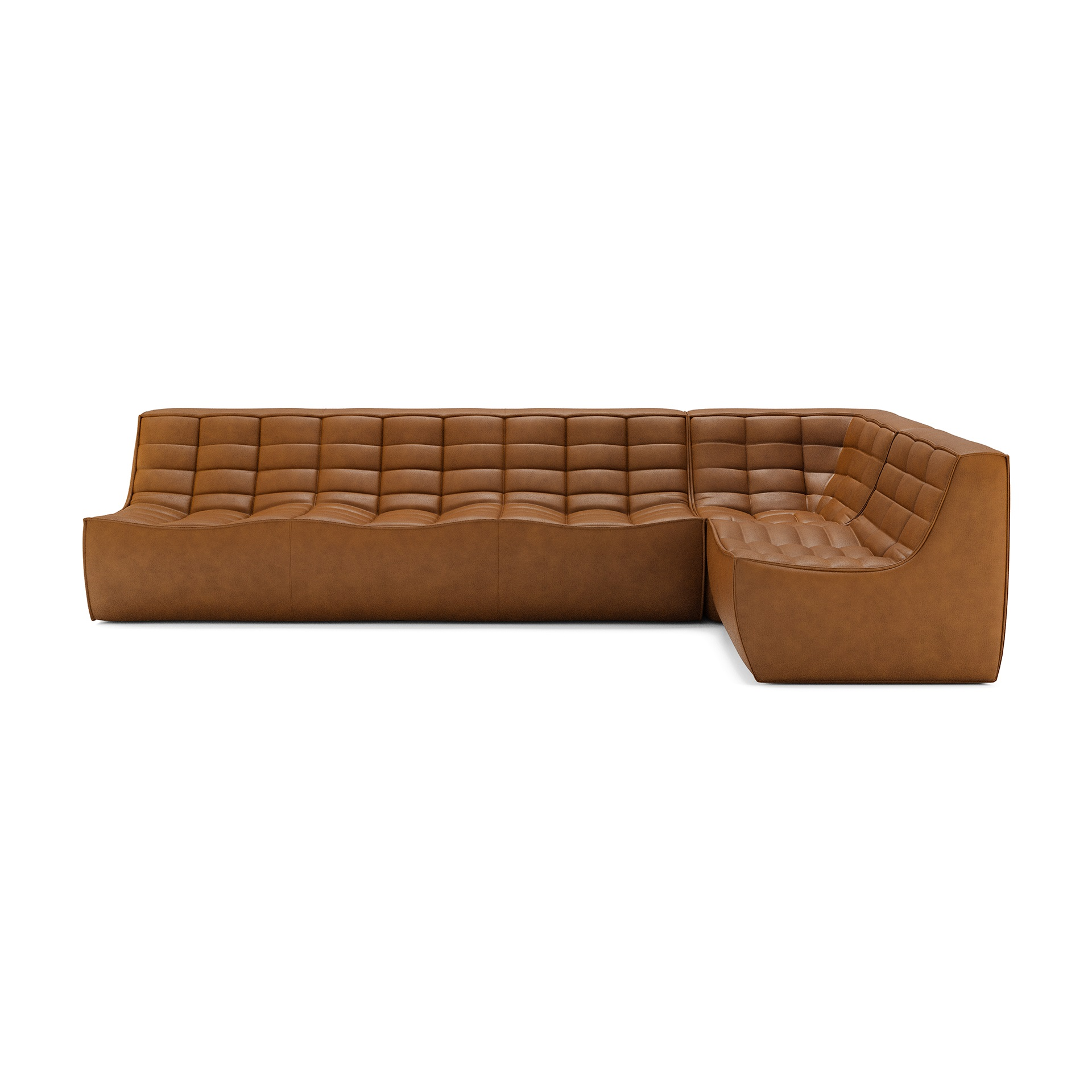Modulaire bank N701 old saddle set 1+3 seat, 90° rechte hoek