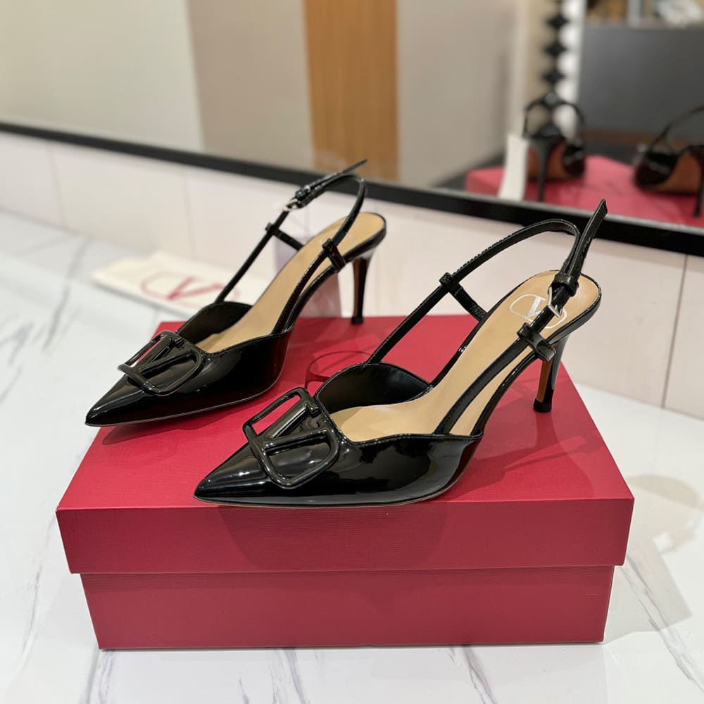 VALENTINO VLOGO SIGNATURE patent leather lace-up high heels (heel height 8 cm) - Top Club
