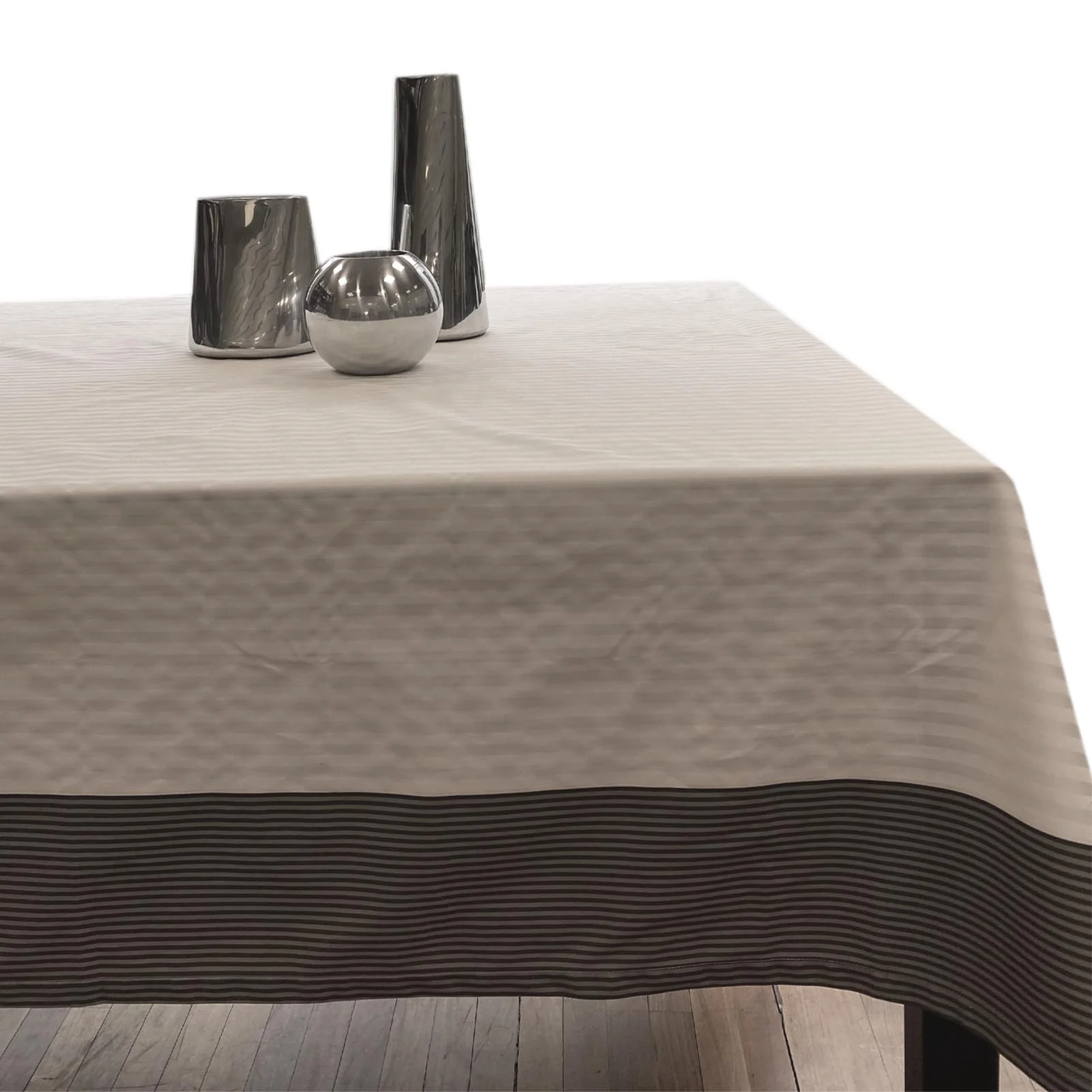 Tovaglia In Saia Di Cotone Stripes 150X180 Grigio Mirabello