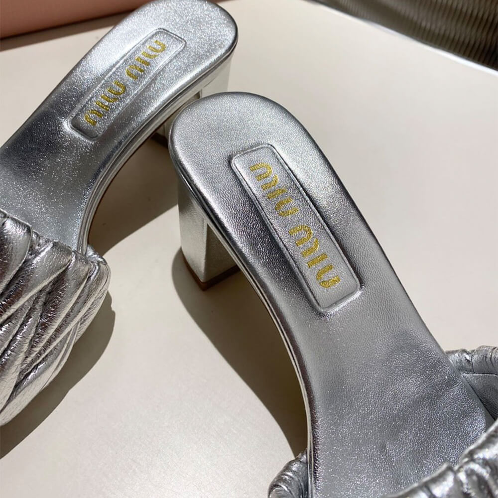 MiuMiu Matelass?? nappa leather slides - Top Club