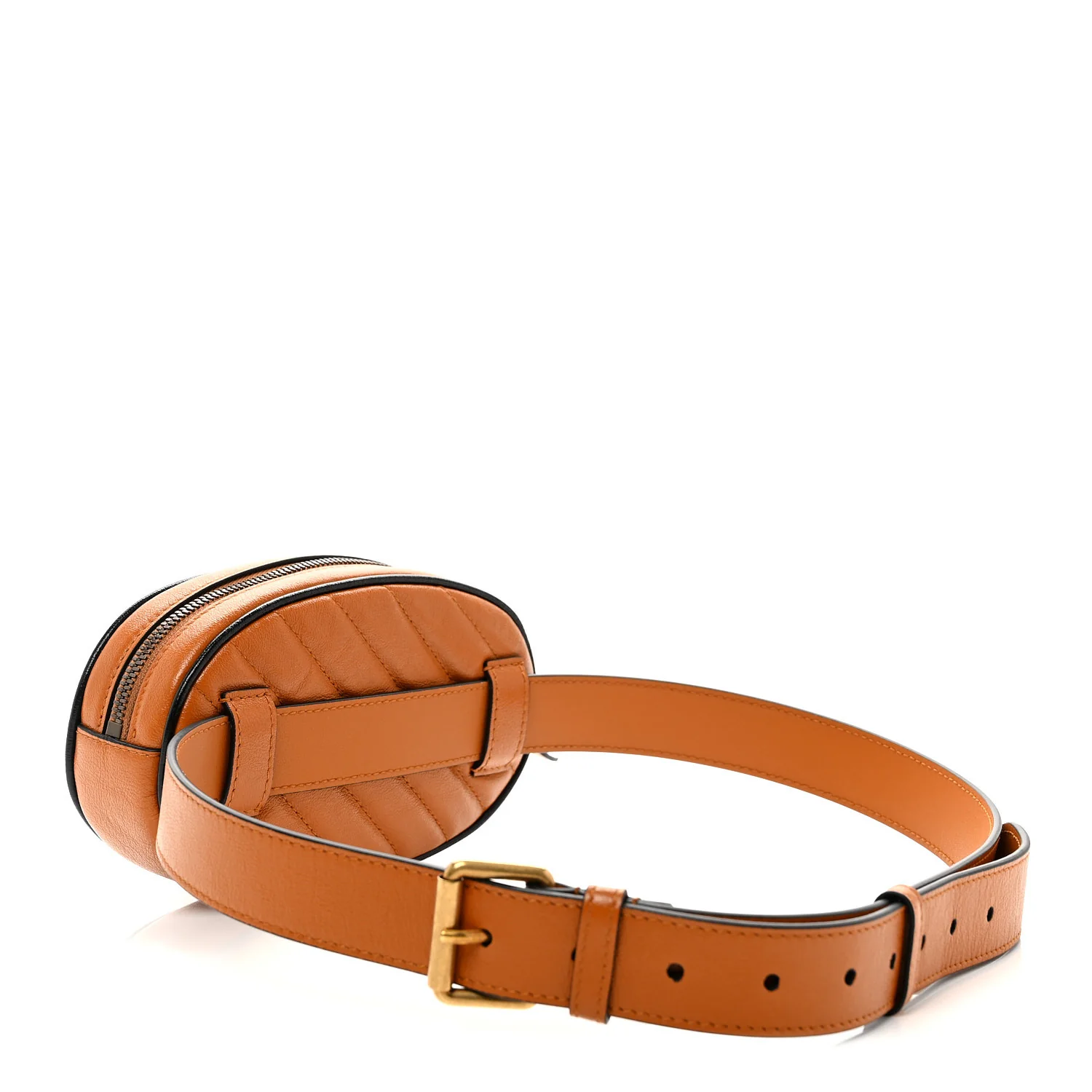 Vintage Effect Calfskin Matelasse Diagonal Torchon GG Marmont Belt Bag 95 38 Cognac - Top Club