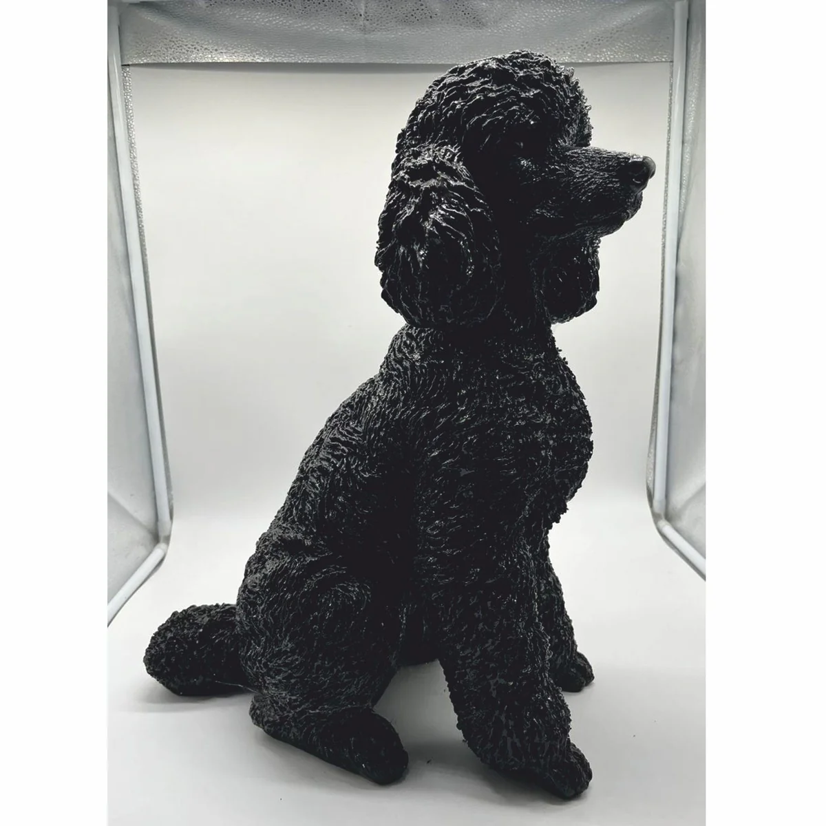 Decorative figure dog poodle black H. 47 cm - decorative sculpture